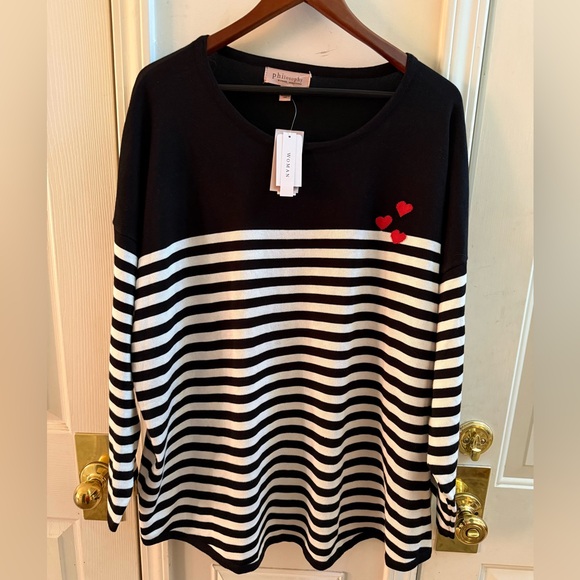 Philosophy Sweaters - NWT Philosophy Heart Intarsia Stripe Sweater